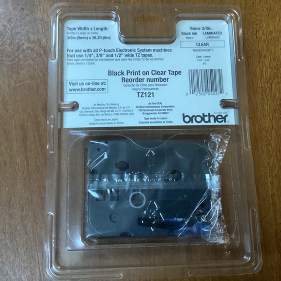 Brother TZ-121 P-touch Electronic Labeling System Tape 3/8” width (9mm) - Picture 5 of 7